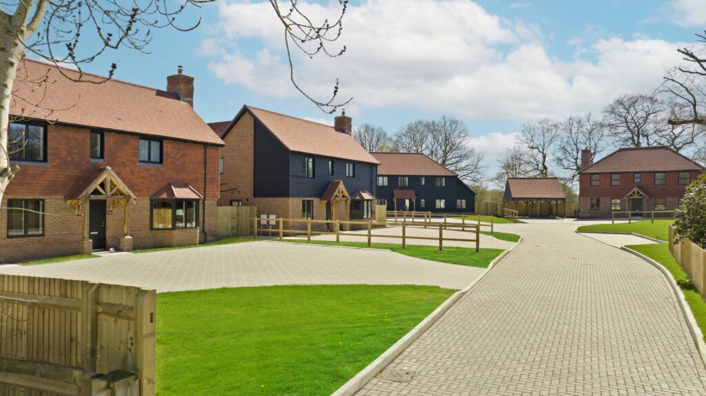 Oaks green road and driveways leading to the houses